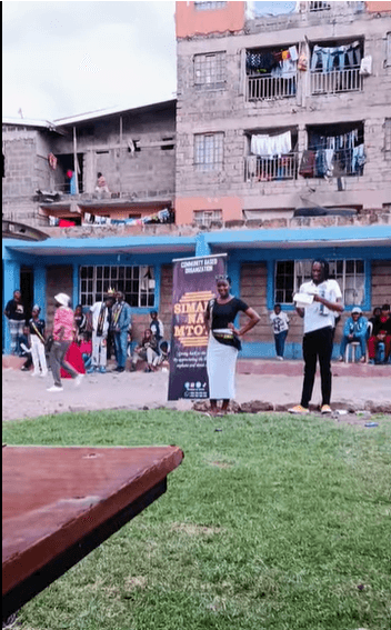 A community event in the yard at the centre